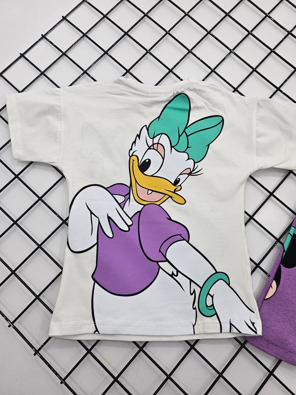 170-2 Duffy Duck Baskılı Kız Çocuk Taytlı Takım-KREM