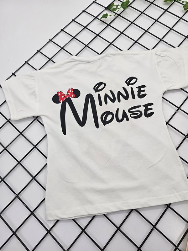 170-4 Kız Çocuk Minie Mouse Penye Taytlı Takım-KREM