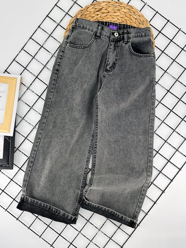 1791-4 Kız Çocuk Licralı Kot Pantolon-FÜME