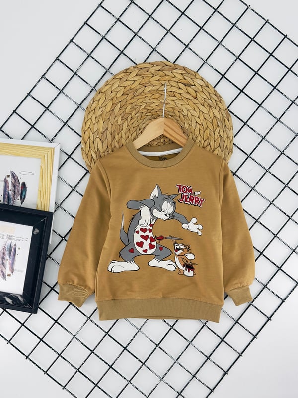 190435 Tm Jry Baskılı Kız Çocuk Penye Sweat-TABA