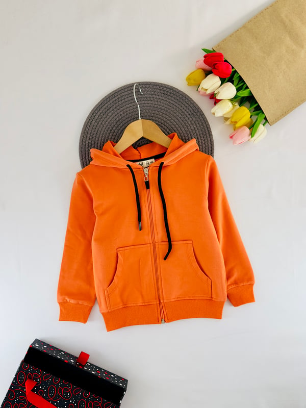 22003 Kanguru Cepli Unisex Hırka-TURUNCU