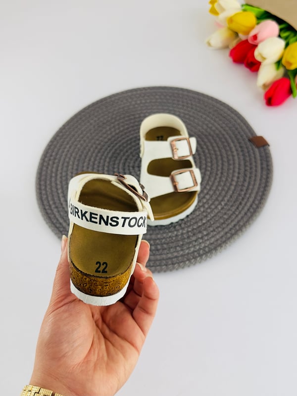 2230-1 Birknstck Sandalet Model Unisex Çocuk Terlik-BEYAZ