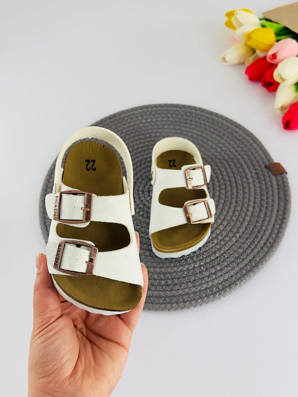 2230-1 Birknstck Sandalet Model Unisex Çocuk Terlik-BEYAZ