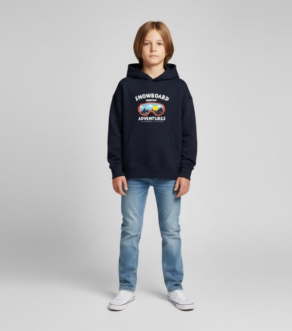 2264234 Adventures Yazılı Gözlük Baskılı Erkek Çocuk Üç İp Sweat-LACİVERT