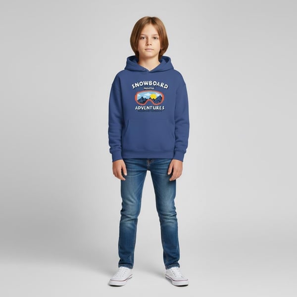 2264234 Adventures Yazılı Gözlük Baskılı Erkek Çocuk Üç İp Sweat-İNDİGO MAVİ