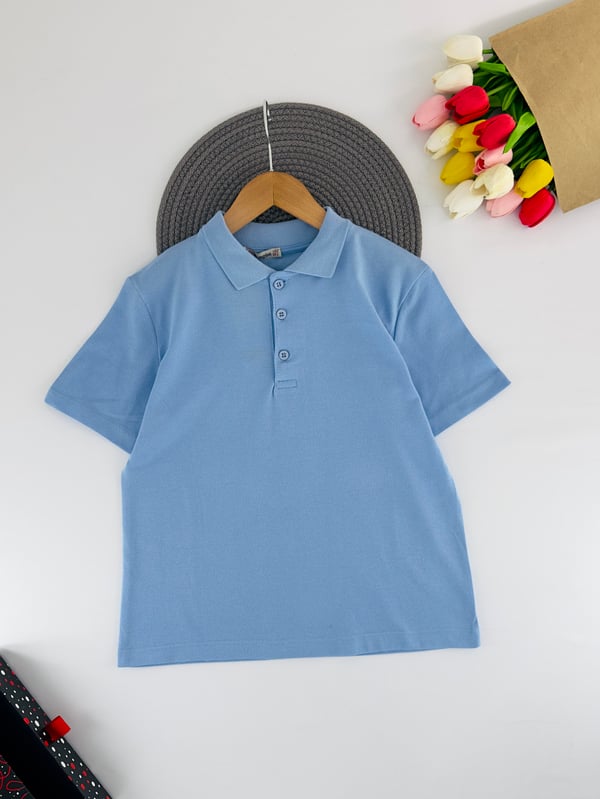 2385 Polo Yaka Unisex Çocuk Lacost-AÇIK MAVİ