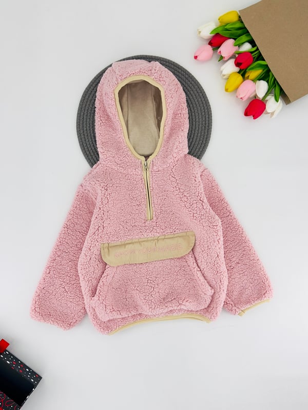 25602 Showyourmagıc yazılı Fermuarlı Kız Çocuk Sweat-AÇIK PEMBE