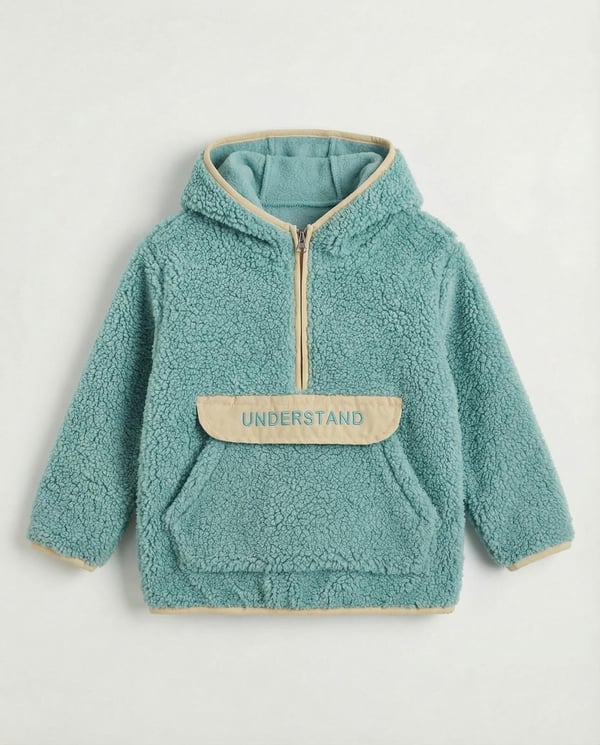 25610 Mıs Crısy Yazılı Önü Fermuarlı Erkek Çocuk Polar Sweat-YEŞİL