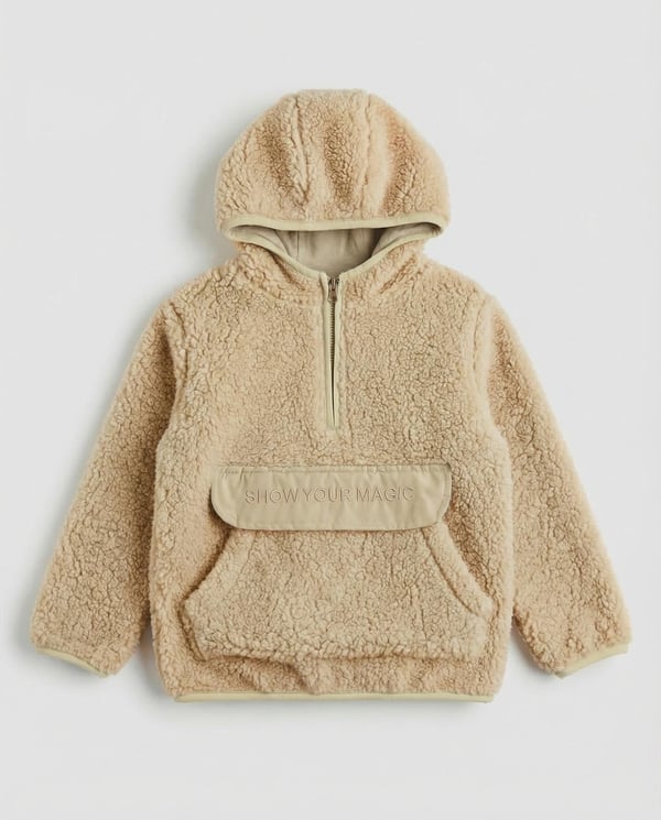 25612 Showyour Yazılı Önü Fermuarlı Kız Çocuk Polar Sweat-TABA