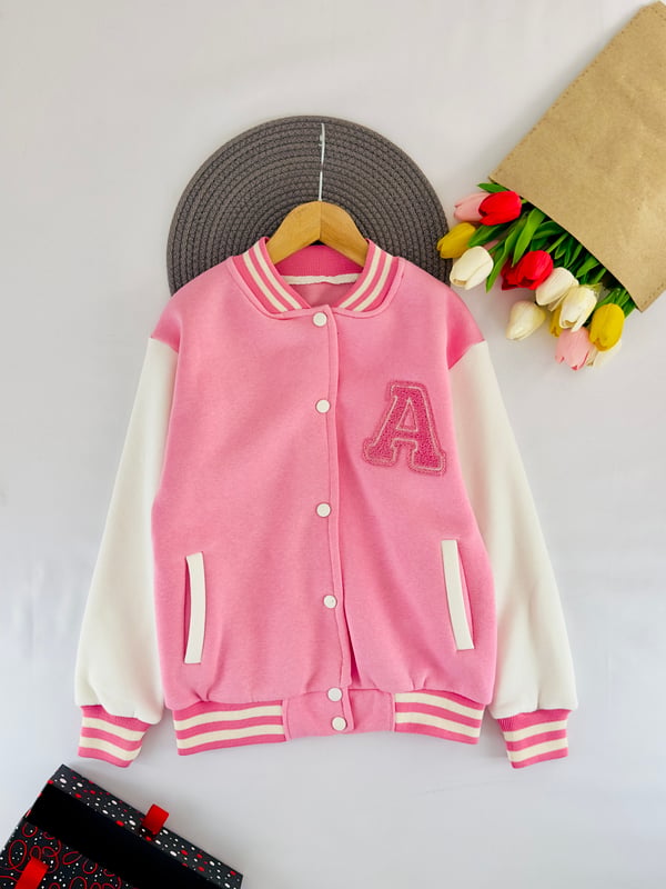 3024-3 A Nakışlı Kız Çocuk Kolej Hırka-PEMBE
