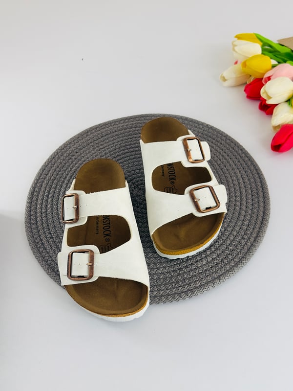 3135-1 Brknstck Düz Renk Unisex Çocuk Terlik-BEYAZ