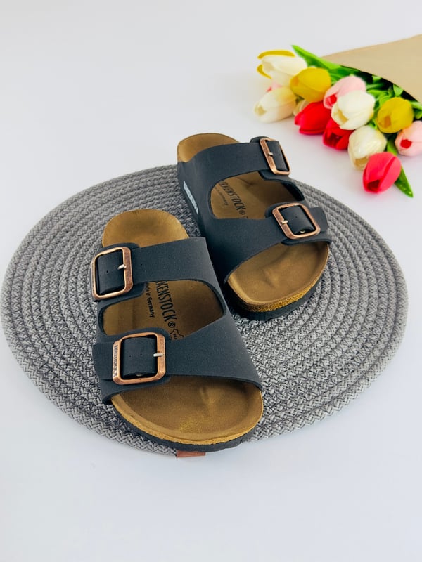 3135-1 Brknstck Düz Renk Unisex Çocuk Terlik-SİYAH