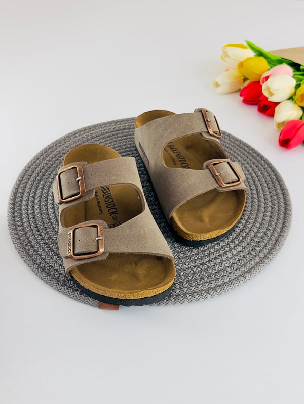 3135-1 Brknstck Düz Renk Unisex Çocuk Terlik-KAHVE