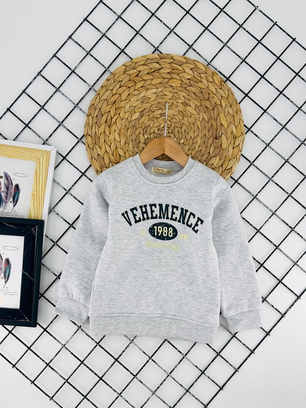 315215 Vehemence 1998 Yazılı Baskılı Kız Çocuk Üç İp Şardonlu Kız Sweat-GRİ