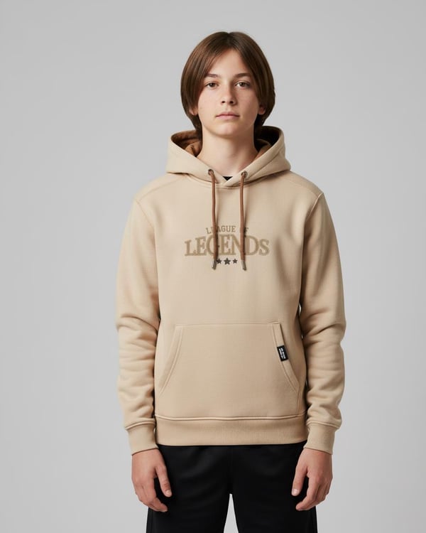 3264101 Legends Yazılı Kapşonlu Erkek Çocuk Sweat-BEJ