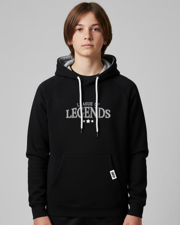 3264101 Legends Yazılı Kapşonlu Erkek Çocuk Sweat-SİYAH