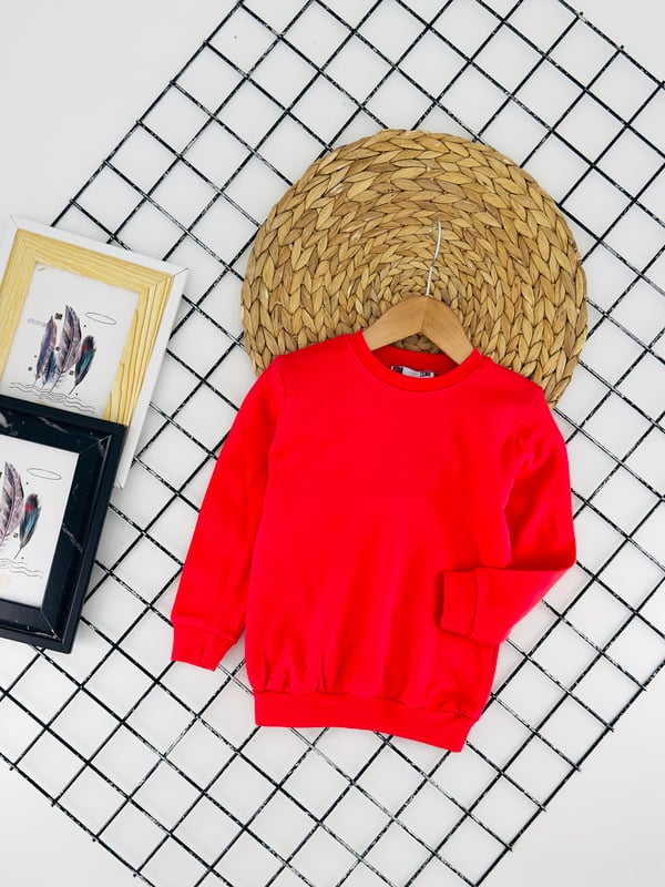 3500 İki İplik Düz Renk Unisex Penye Sweat-NAR ÇİÇEGİ