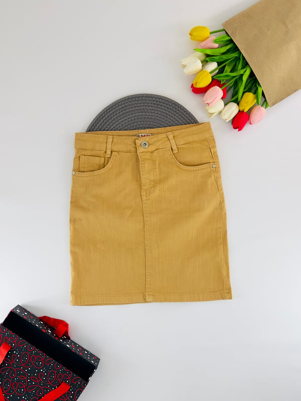 4196-1 Kız Çocuk Düz Model Kot Etek-TABA