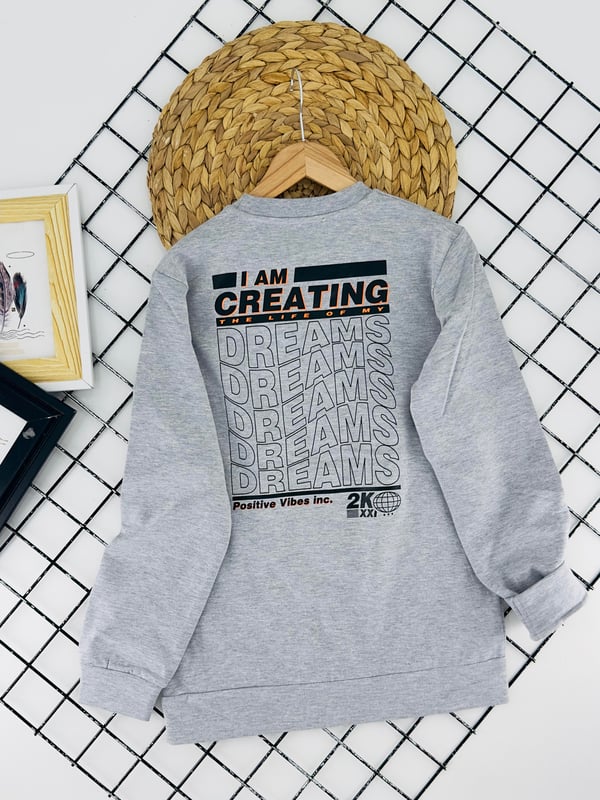 424602 Cretina Yazılı Baskılı Erkek Çocuk İki İplik Şardonlu Sweat-GRİ
