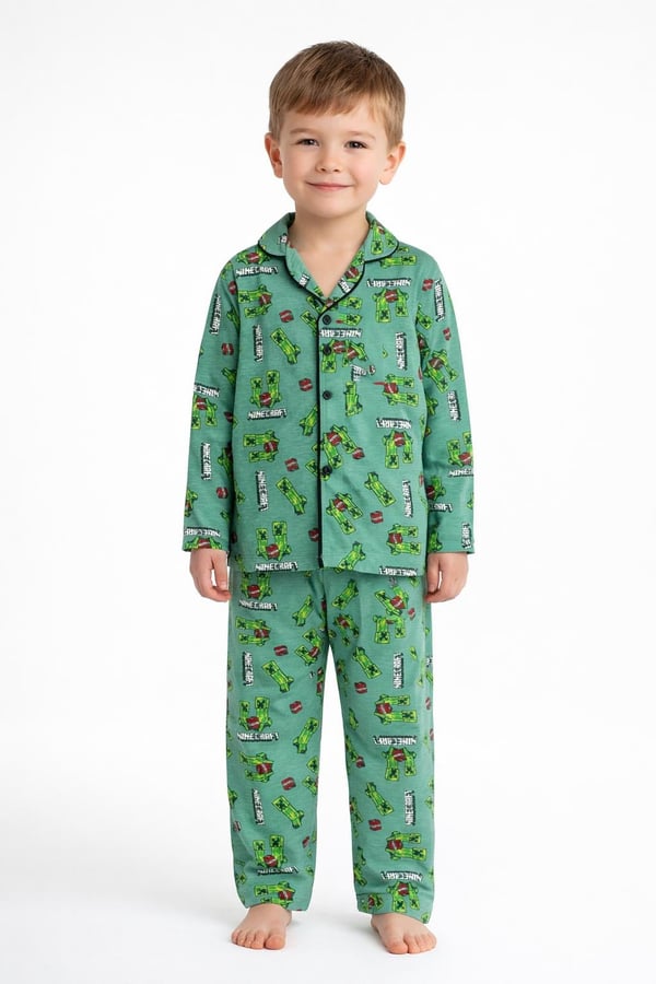 4747 Mncrf Baskılı Yazılı Erkek Pijama Takımı-YEŞİL