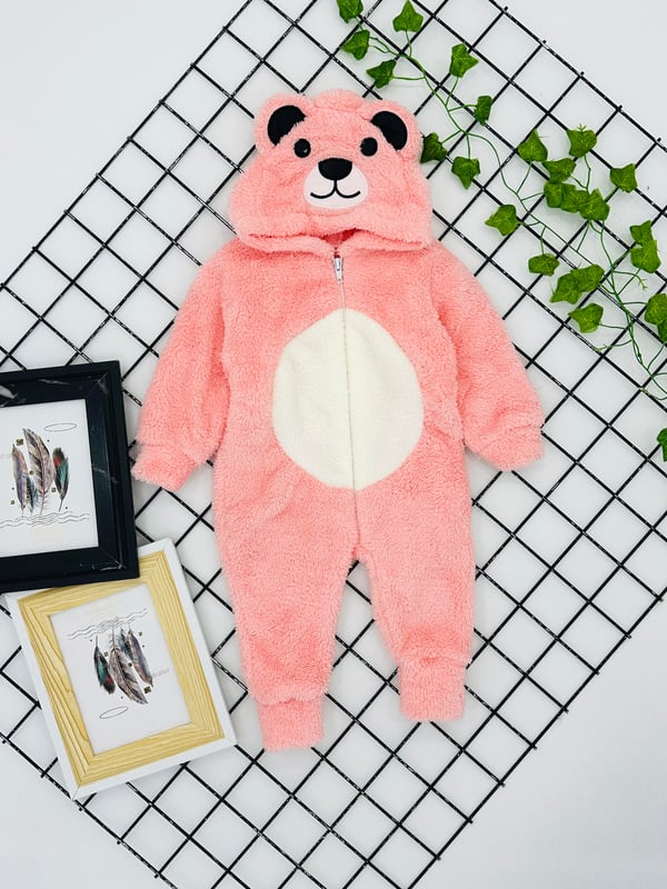 5172 Ayıcıklı Welsoft Unisex Tulum-PUDRA