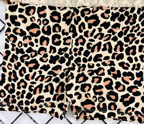 54584-1 Leopar Desen Kız Çocuk Penye Şort Etek-LEOPAR