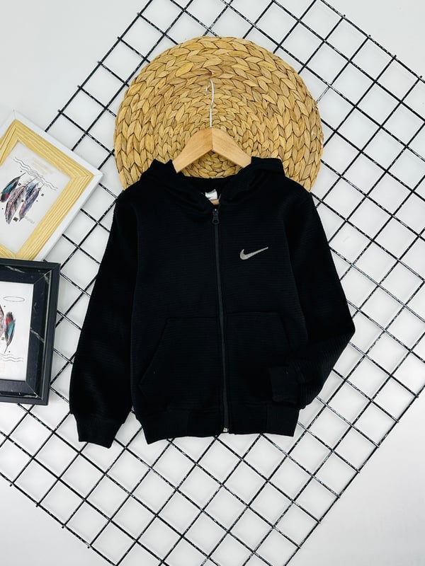 550 Fitilli Kumaş Penye Mevsimlik Unisex Çocuk Hırka-SİYAH