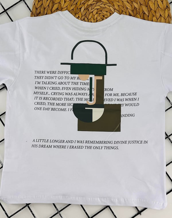 6037 Made Me Cry Yazılı Baskılı Erkek Çocuk Penye Oversize Tişört-BEYAZ