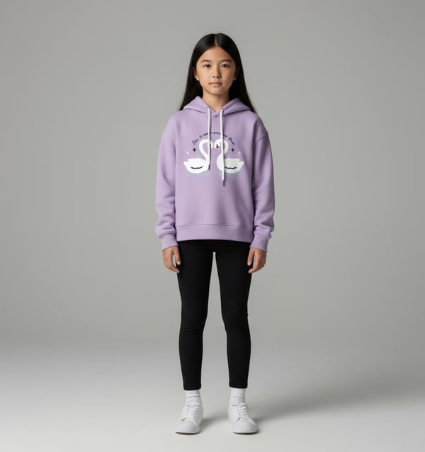 6264255 Filamingo Yıldız Baskılı İkili Kız Çocuk Sweat-LİLA