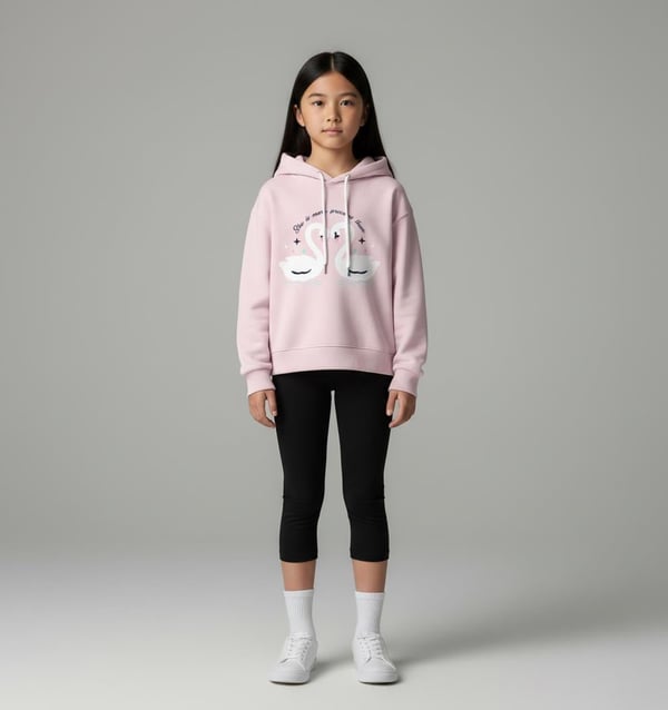 6264255 Filamingo Yıldız Baskılı İkili Kız Çocuk Sweat-PEMBE