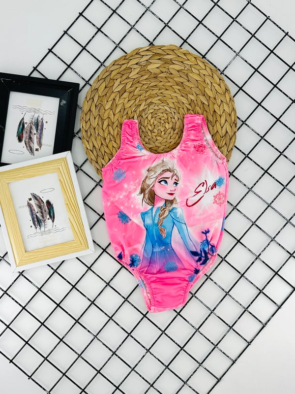 70000-3 Els Baskılı Kız Çocuk Çıtçıtlı Mayo-PEMBE