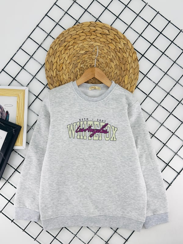 7343214 Wittot Yazılı Baskılı Üç İp Şardonlu Kız Çocuk Sweat-YEŞİL