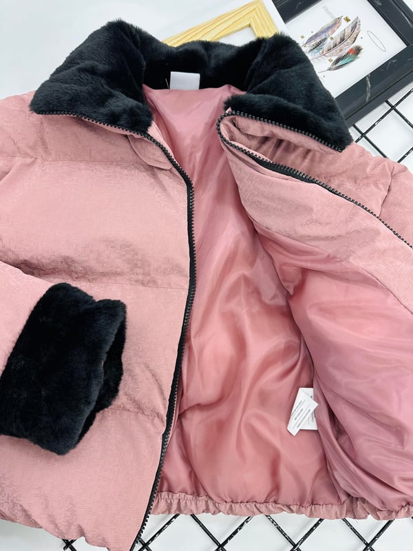 8010-11 Dik Yaka Kız Çocuk Şişme Crop Mont-GÜL KURUSU