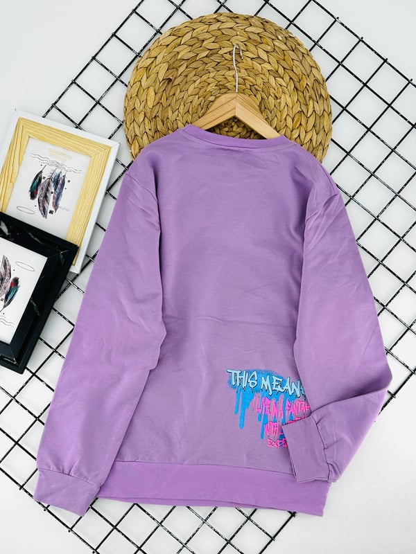 824570 Artist Yazılı Baskılı İki İp Şardonlu Kız Çocuk Sweat-LİLA