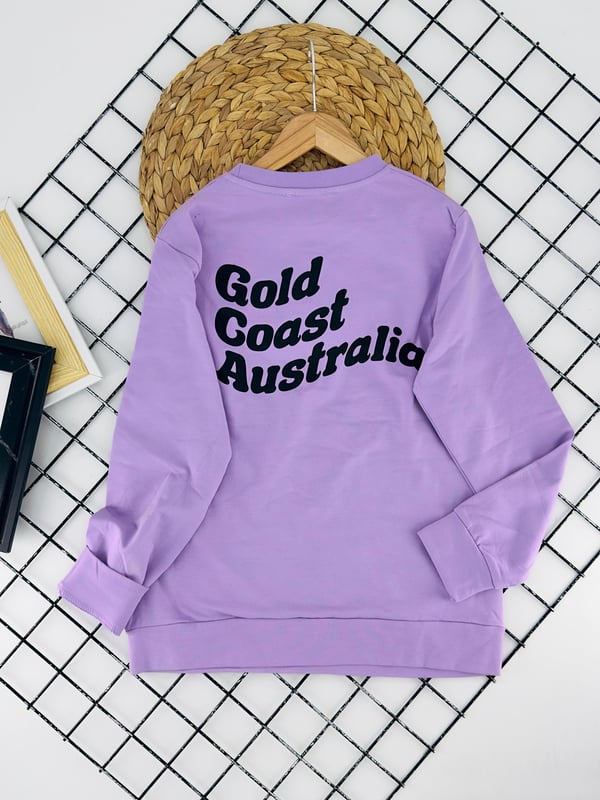 824612 Gold Goast YazılıBaskılı İki İplik Şardonlu Unısex Çocuk Sweat-LİLA