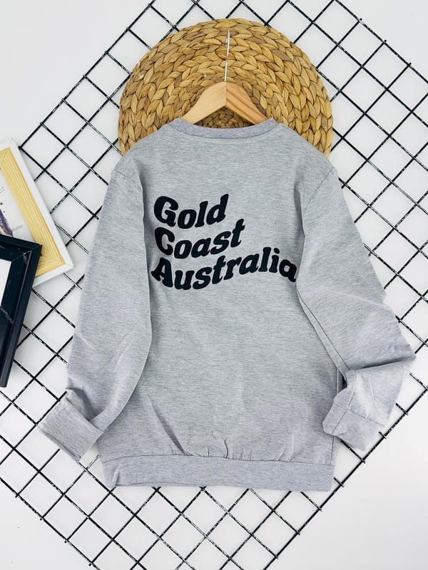 824612 Gold Goast YazılıBaskılı İki İplik Şardonlu Unısex Çocuk Sweat-GRİ