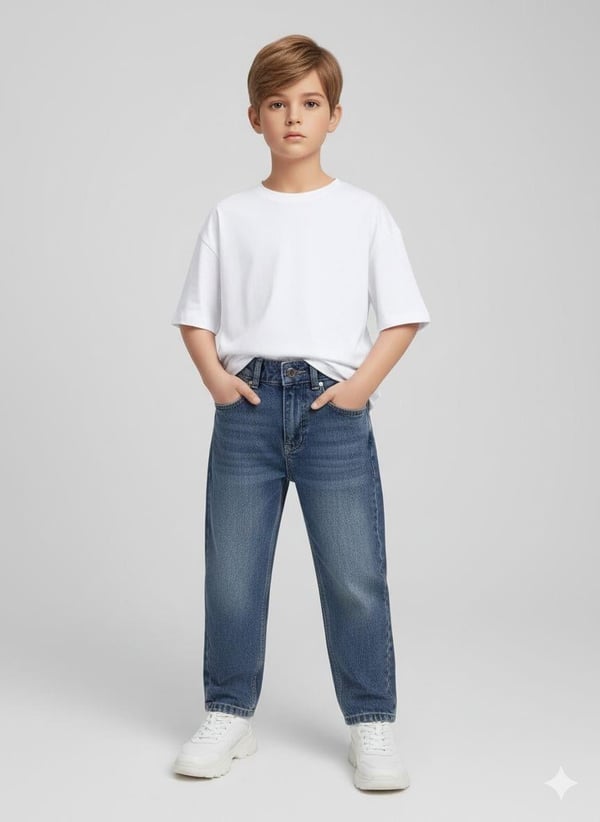 825-3 Erkek Çocuk Baggy Kot Pantolon (6/10 Yaş)-TİNT