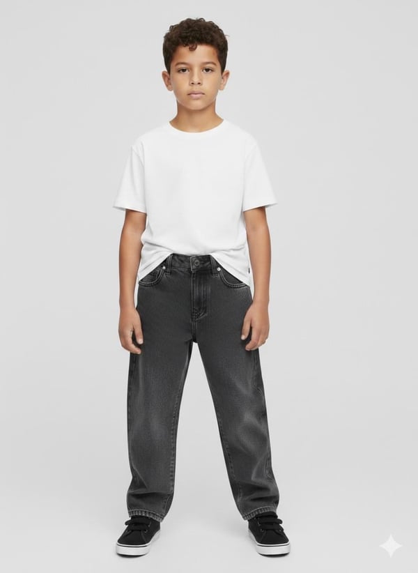 825-4 Erkek Çocuk Baggy Kot Pantolon (11/15 Yaş)-ANTRASİT