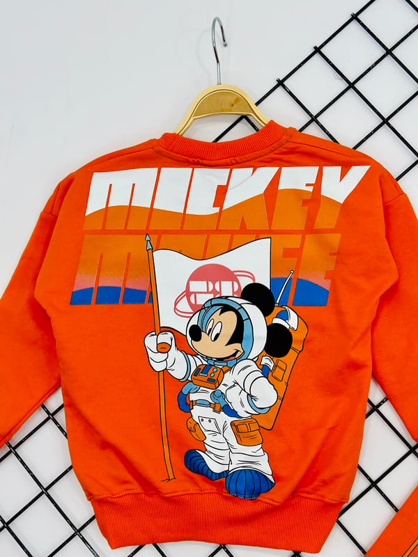 826 Mickey Baskılı Varyantlı Erkek Takım-TURUNCU