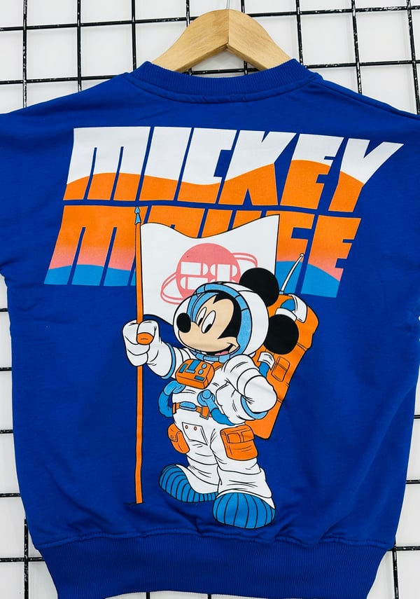 826 Mickey Baskılı Varyantlı Erkek Takım-SAKS MAVİ