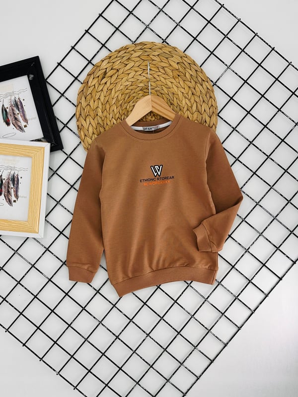 8372 Etmonc Rtorear Yazılı Erkek Çocuk Sweat-KAHVE
