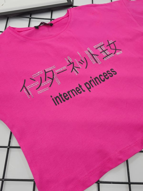 91011 Japon Yazılı Taşlı Kız Çocuk Penye Bady-PEMBE