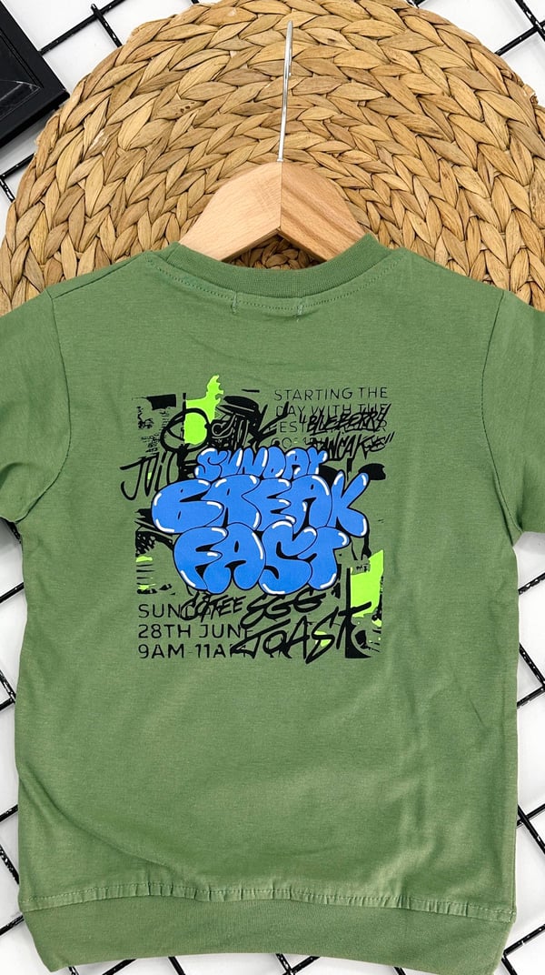 9136 Arka Baskılı Sunday Yazılı Erkek Çocuk Sweat-ÇAGLA YEŞİLİ