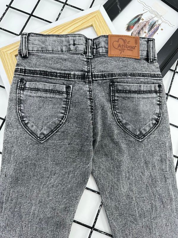 9233 Kız Çocuk Licralı Dar Paça Kot Pantolon-GRİ