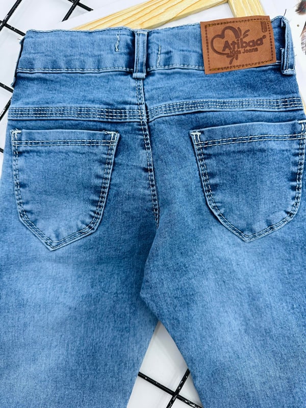 9233 Kız Çocuk Licralı Dar Paça Kot Pantolon-AÇIK MAVİ
