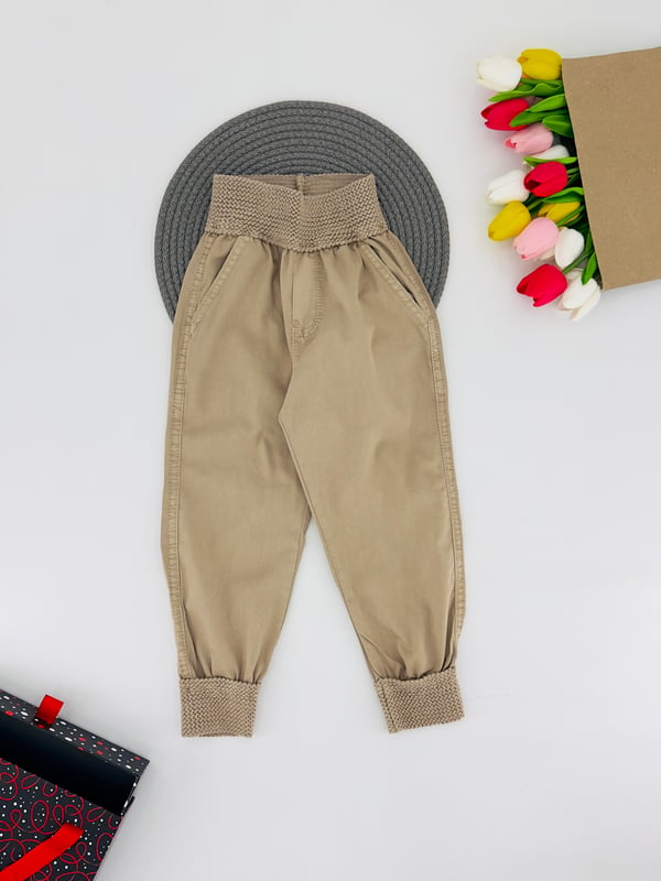 9400-10 Kız Piefti Bol Paça Kız Çocuk Pantolon 1196-TABA