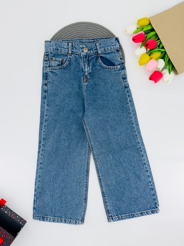9400-24 Kız Çocuk Düz Baggy Pantolon 59773-MAVİ