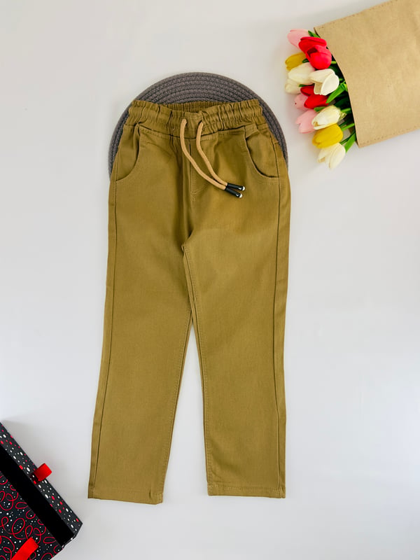 951 Bel Lastikli Cepli Unisex Çocuk Okul Pantolonu-BEJ