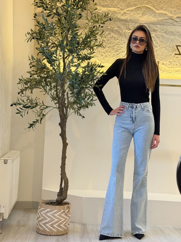 Balıkçı Yaka Transparan Bluz Siyah