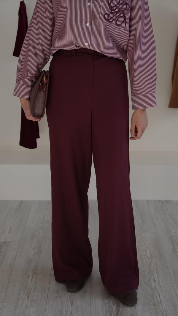 Bordo Kumaş Pantolon 